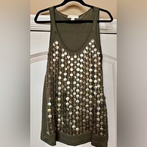 Michael Kors Olive Top with Gold Accent